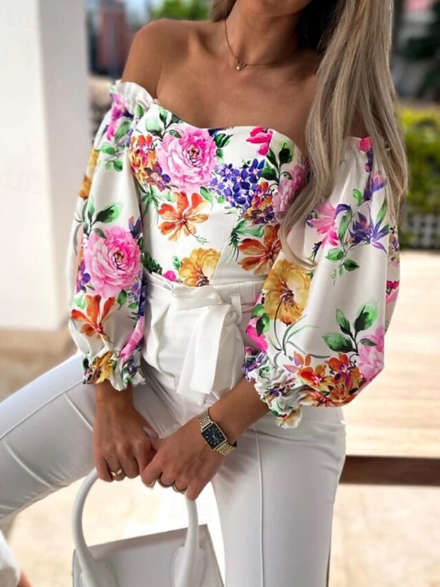 Women's Boho Shirt Blouse Print Flower Modern Boho Long