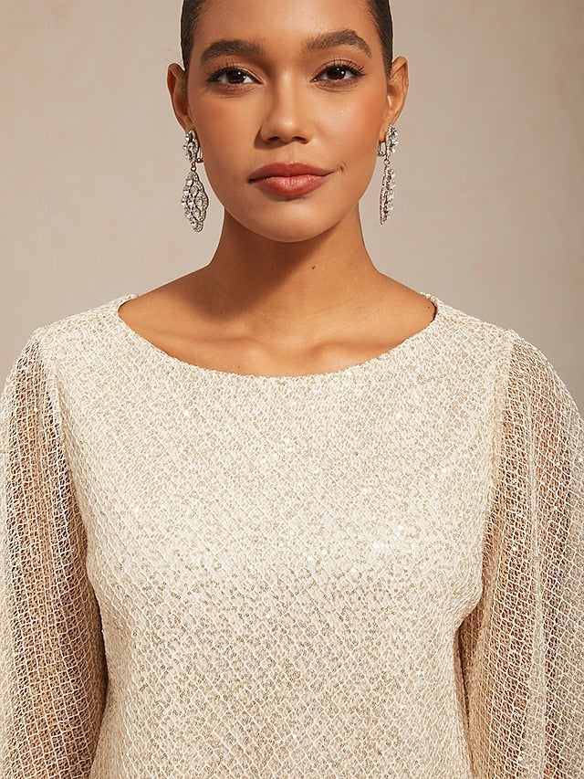 Women's Blouse Lace Tops Sequins Illusion Solid Color