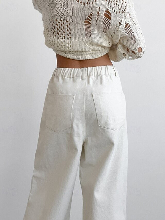 Women's Wide Leg Chinos Straight Vacation Streetwear Basic