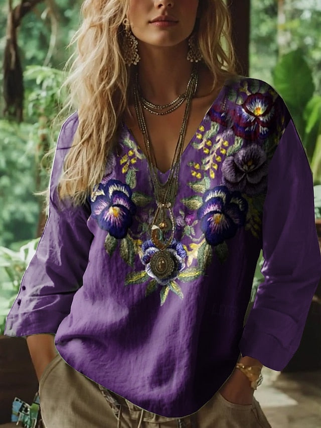 Women's Blouse Print Floral Graphic Geometric Bohemia