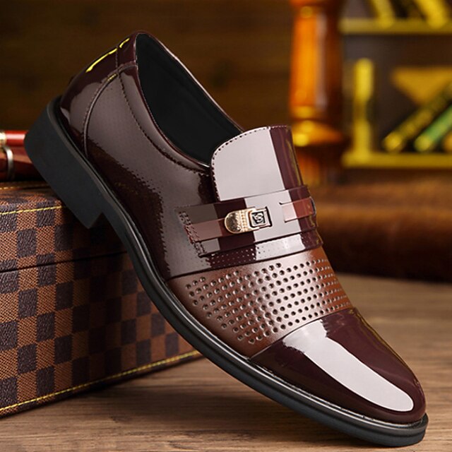 Loafers with Brown Faux Men's Leather Patent