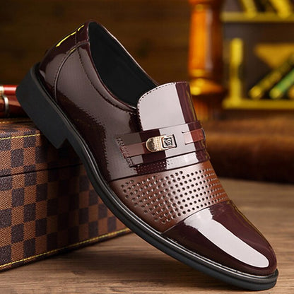 Loafers with Brown Faux Men's Leather Patent