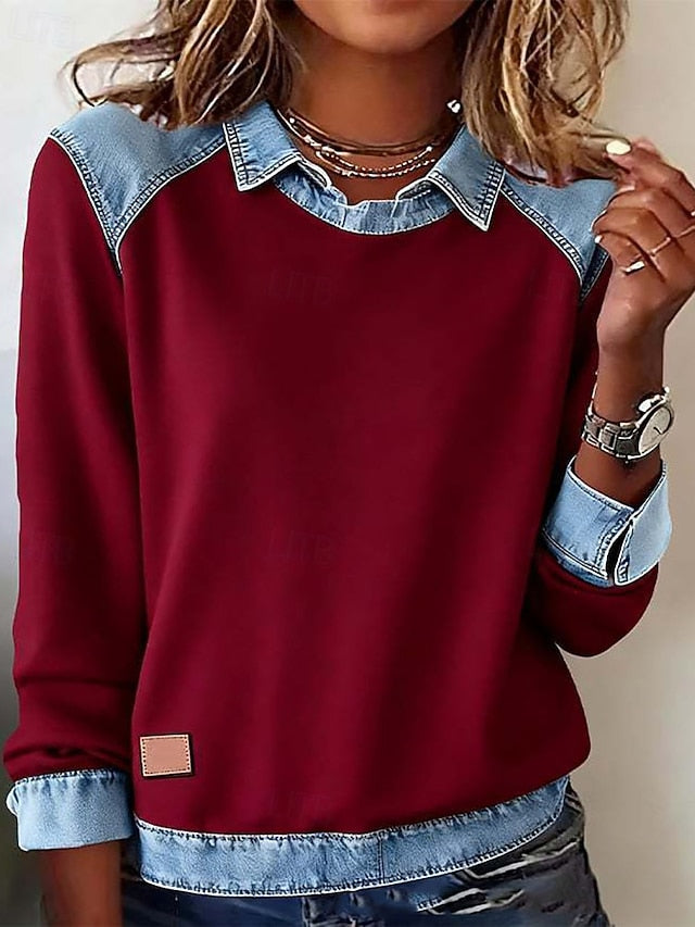 Women's Blouse Plain Vintage Stylish Long Sleeve Shirt