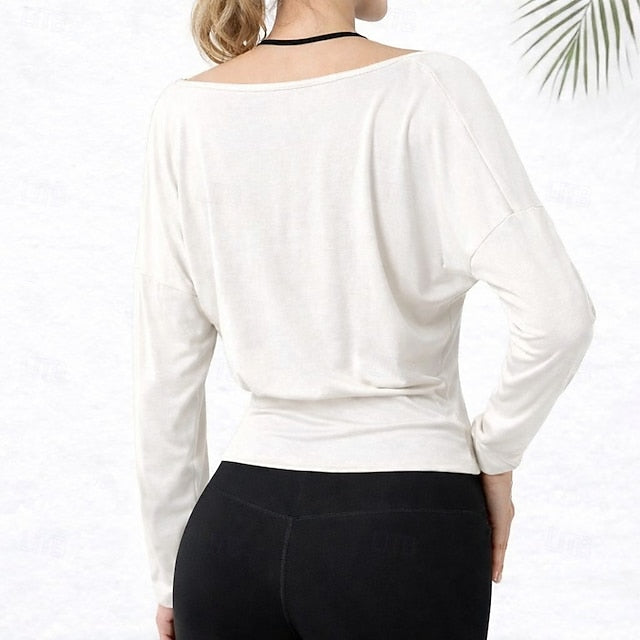 Women's Tee Sports T-Shirt Elastic Waist Solid Color