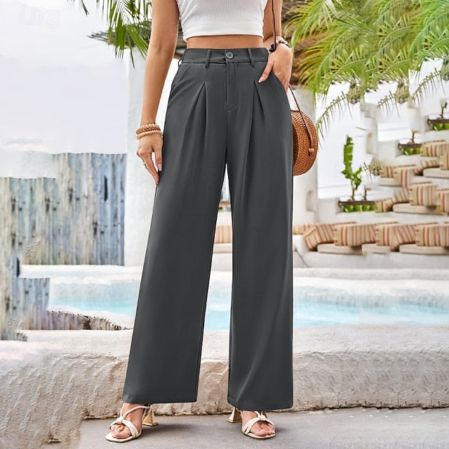 Women's Wide Leg Slacks Streetwear Casual Full Length
