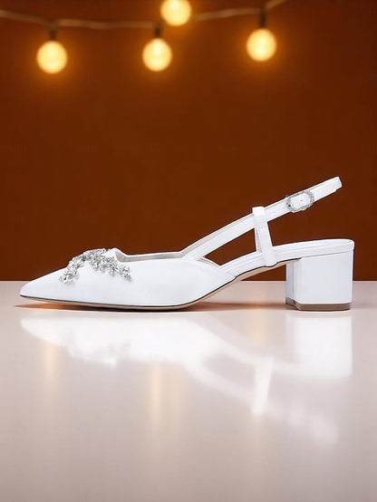 Slingback Satin Black Women's Heels