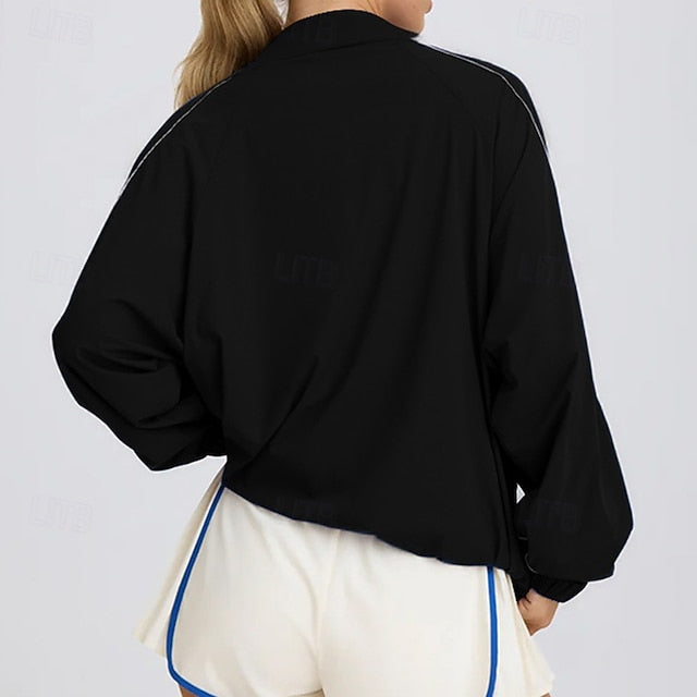 Women's Sport Jacket Half Zip with Pockets Long Sleeve Top