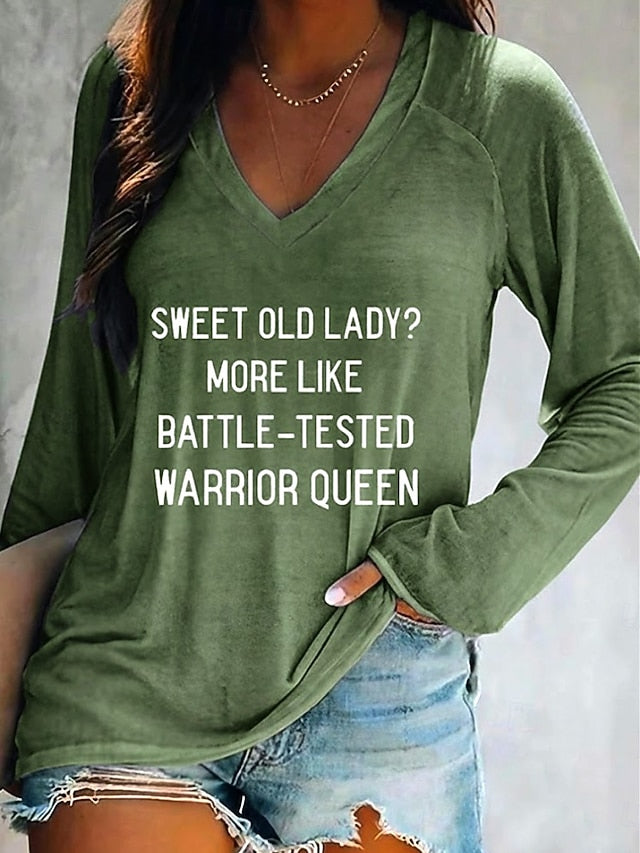 Women's T shirt Long Sleeve V Neck Long Sleeve Graphic