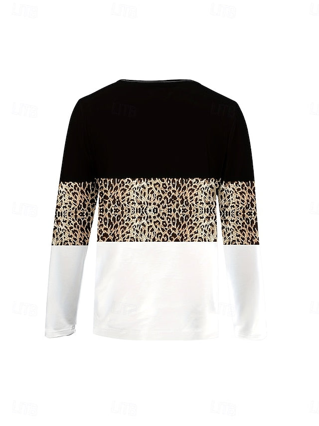 Women's T Shirt Zipper Print Graphic Leopard Geometric