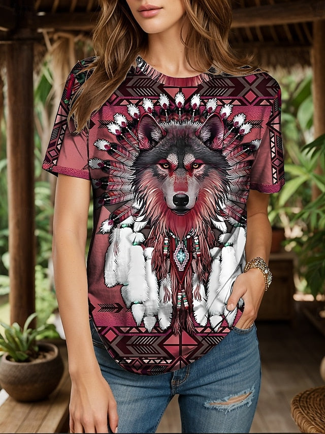 Women's Boho T Shirt Graphic Animal Geometric Vintage