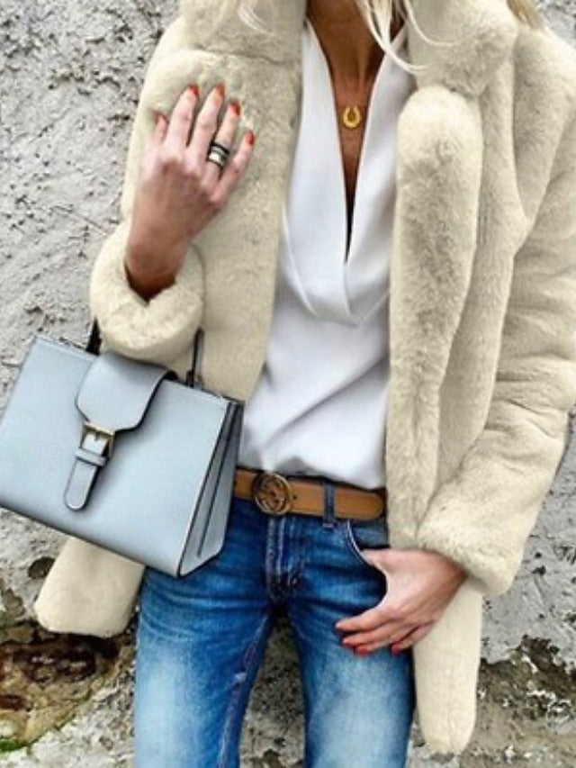 Going Plain Comfortable Warm Women's Casual Collar Coat Fur
