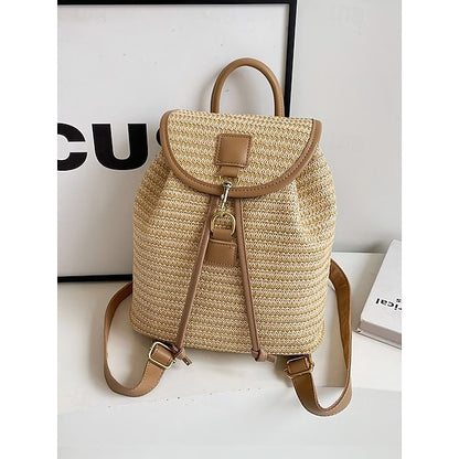Women Backpack Straw for – Boho Rattan Travel with Woven Bag
