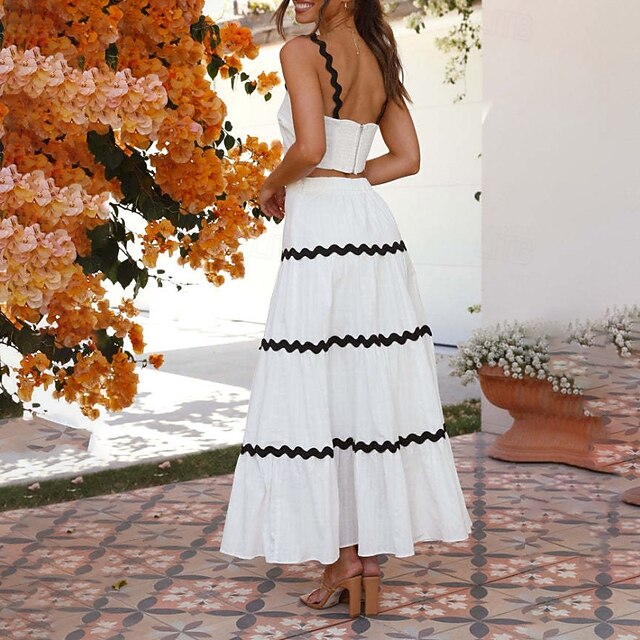Women's Midi Dress White Dress Graduation Dress Two Piece
