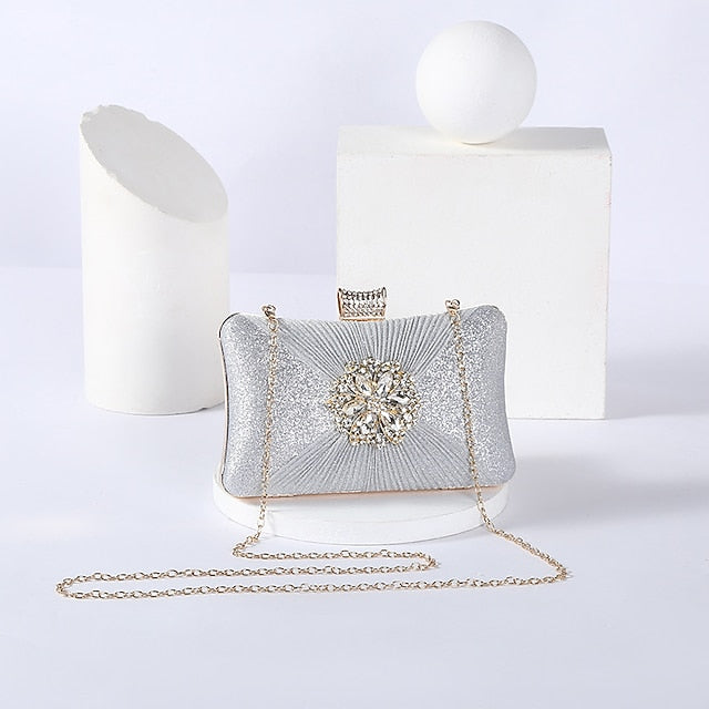 Elegant with Clutch Bag Gold Women's Chain Strap Rhinestone
