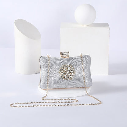 Elegant with Clutch Bag Gold Women's Chain Strap Rhinestone