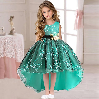 Floral Wedding Colored Sleeveless Solid Kids Dress Girls'