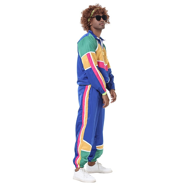 Retro Vintage 1980s Workout Outfits Cosplay Patchwork Fancy