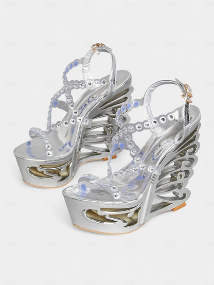Stiletto – Women Silver Rhinestone for Sandals Elegant Dance