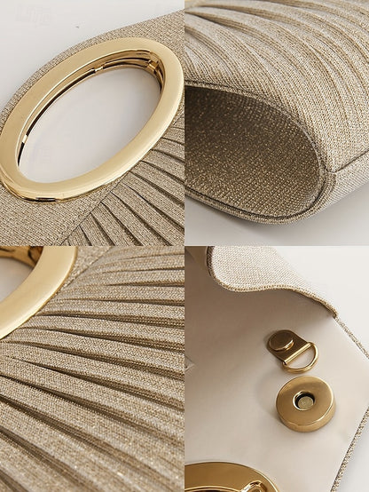 Handle Clutch Evening Women's Bag Glitter with Gold