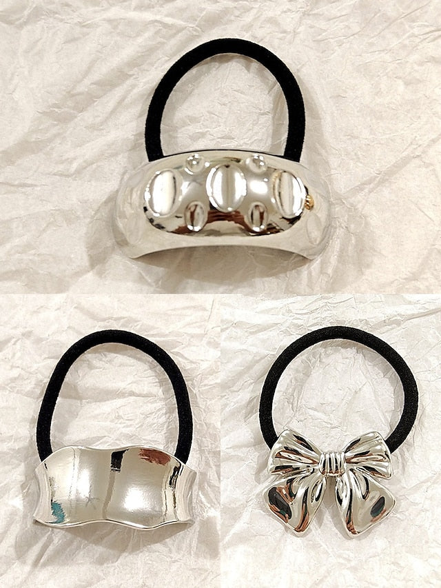 Band Hair Scrunchies Tone Gold Elastic Women's with -