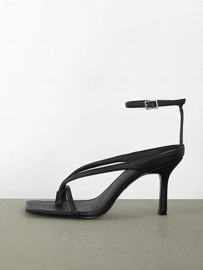 Women's – Strappy Stiletto Elegant White Sandals