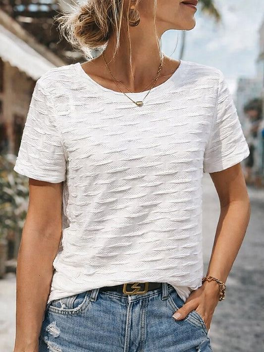 Top Eyelet Shirt T Tee Plain Stylish Fashion Women's