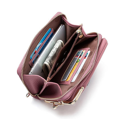 Bag Gold Women's Faux with Frame Leather Black Crossbody