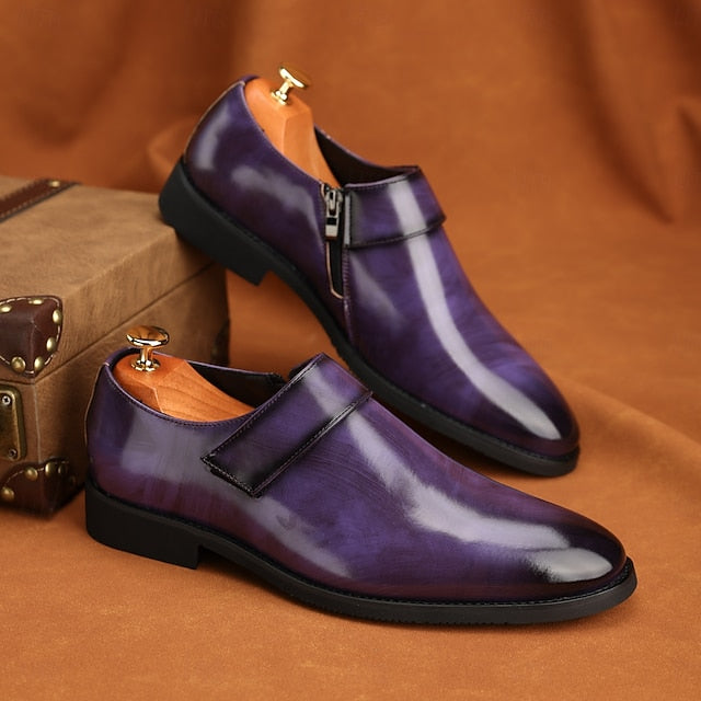 Leather Business Shoes Men's Slip-On Loafers Brown