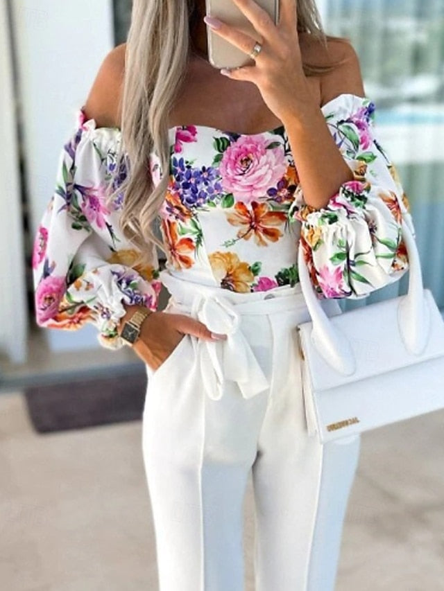 Women's Boho Shirt Blouse Print Flower Modern Boho Long