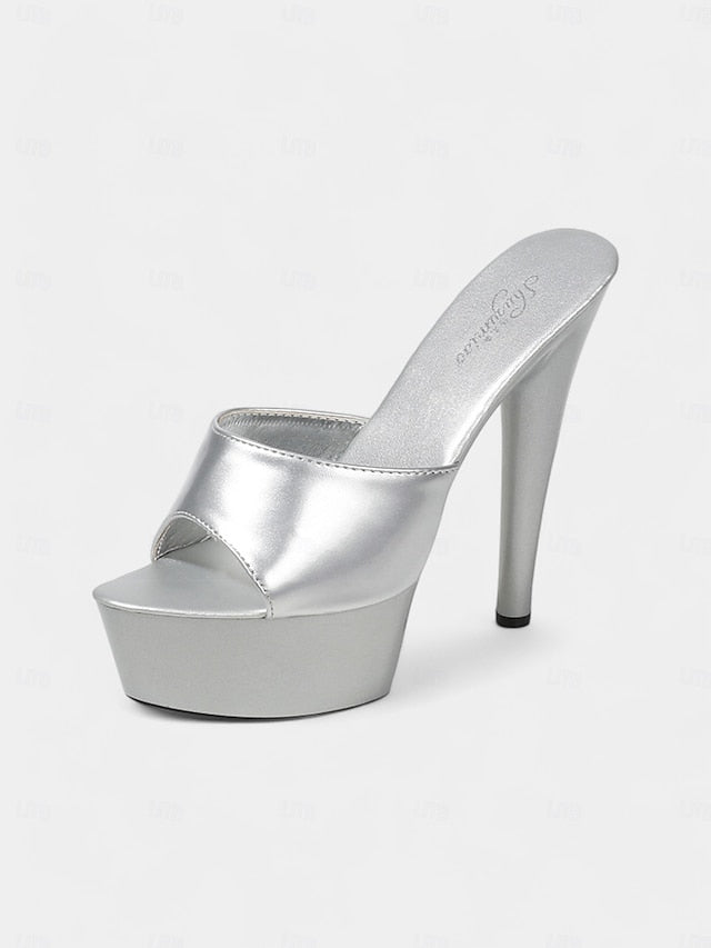 High with Patent Red Platform Heels Leather Women's