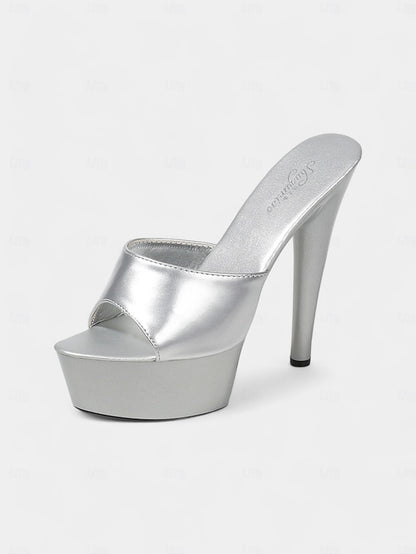 High with Patent Red Platform Heels Leather Women's