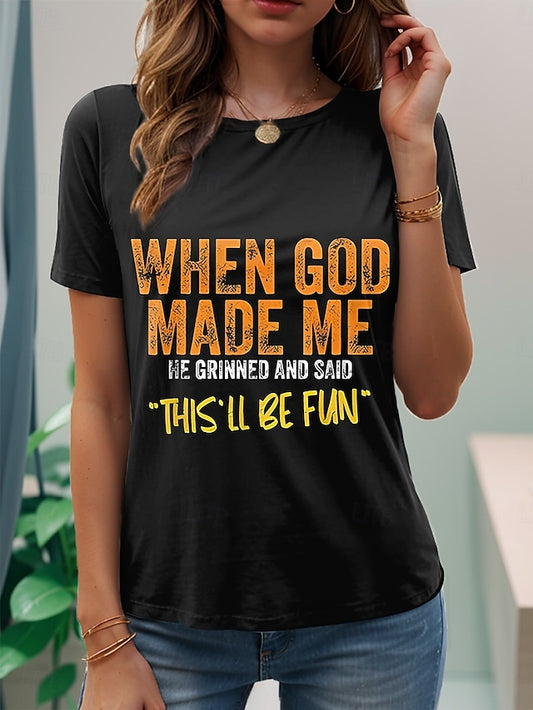 Women's T Shirt Print Graphic Letter Stylish Casual Short