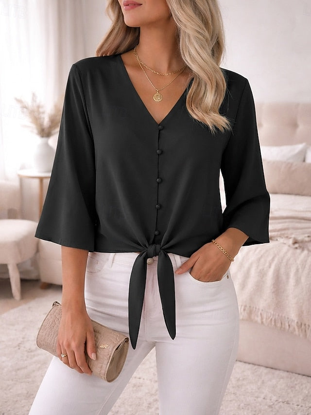 Easter Women's Summer Tops Solid Color Plain Elegant