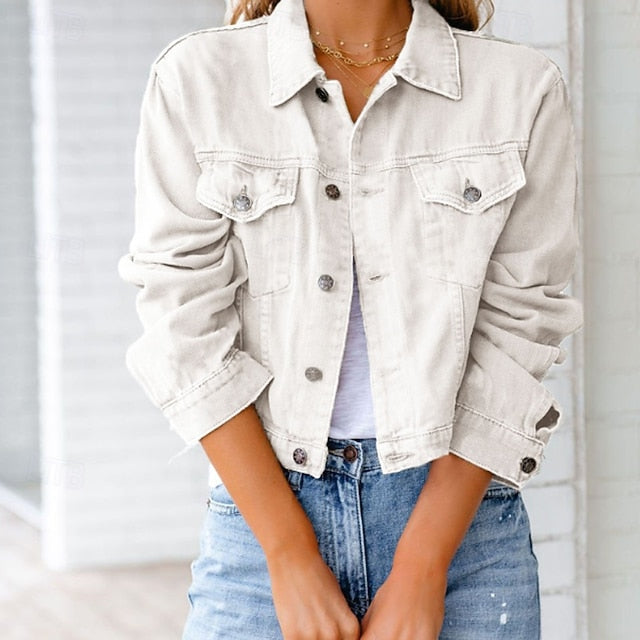 Women's Blouse Pocket Buttons Plain Stylish Long Sleeve