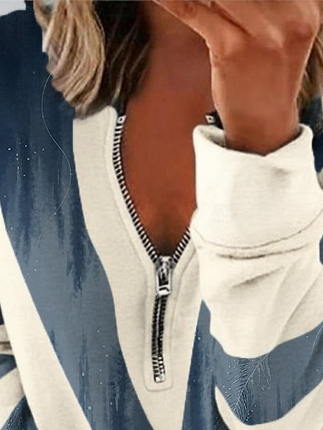 Women's Pullover Sweatshirt Zip Up Sweatshirts Zipper Print