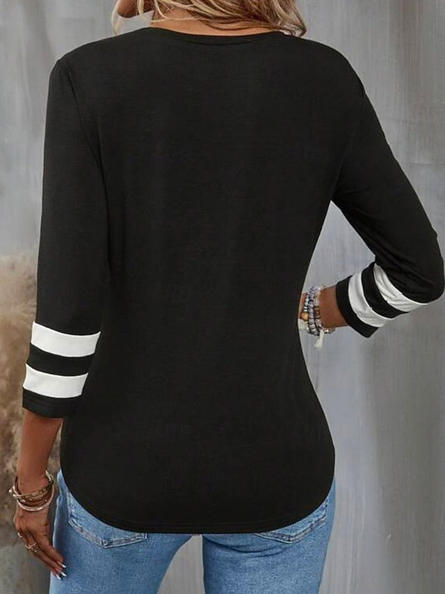 Women's T Shirt Print Plain Fashion Modern Casual Long