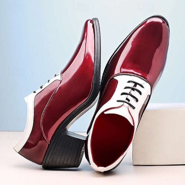Shoes Patent Men's and Leather Faux Red White – Oxford