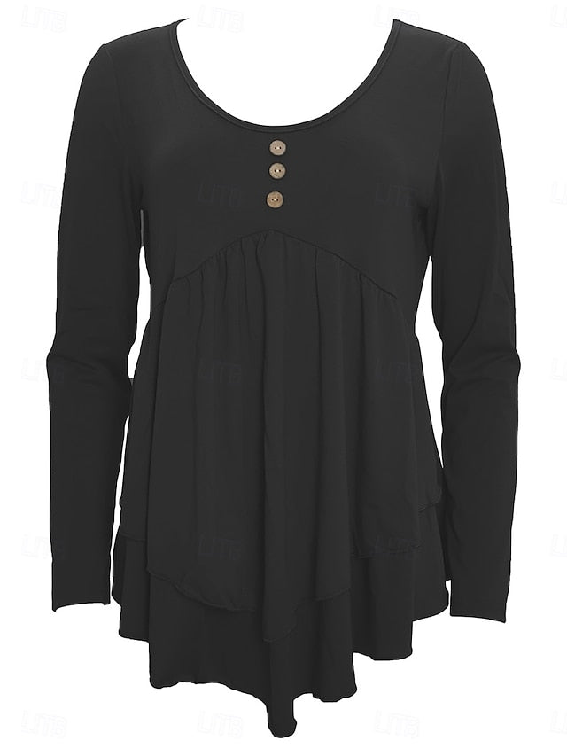 Women's Blouse Peplum Solid Color Stylish Casual Long