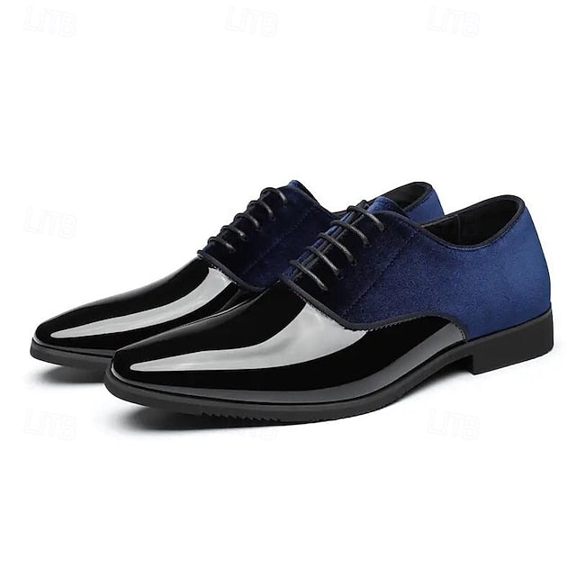 with Blue and Finish Glossy Velvet White Shoes Men's