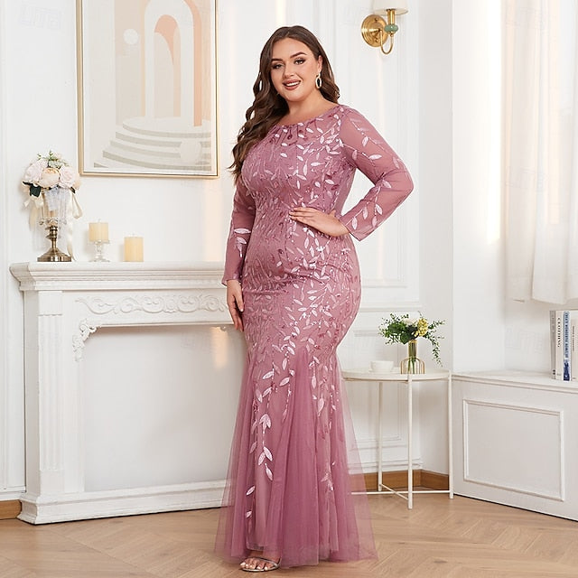 Mermaid Trumpet Floor Length Evening Gown Sparkle Plus Size
