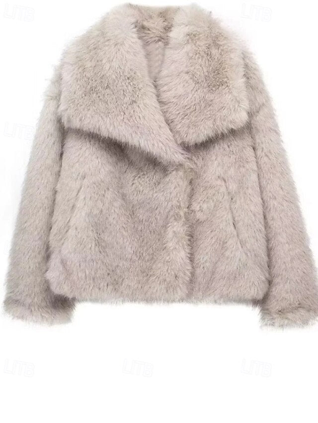 Comfortable Furs Coat Faux Women's Fur Warm Buttons