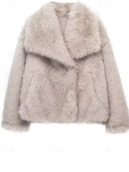 Comfortable Furs Coat Faux Women's Fur Warm Buttons