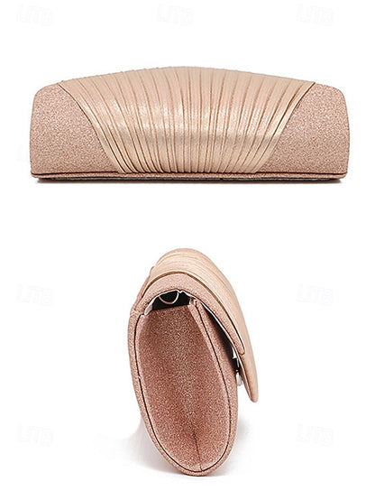 – with Pleated Evening Glitter Bag Champagne Design Clutch
