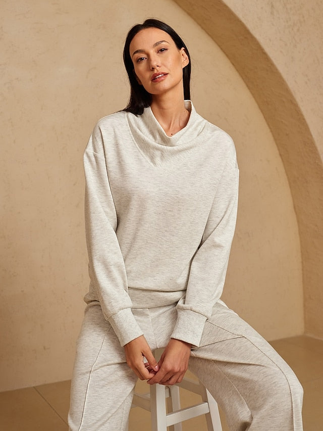 Women's Golf Pullover Sweatshirt Ivory Long Sleeve Sun