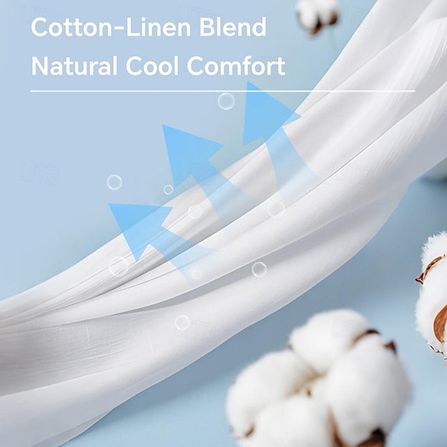 Women's Shirts Faux Cotton Linen Long Cotton Top White