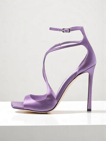 Crisscross Elegant Heels Satin Women's - Lavender Stiletto