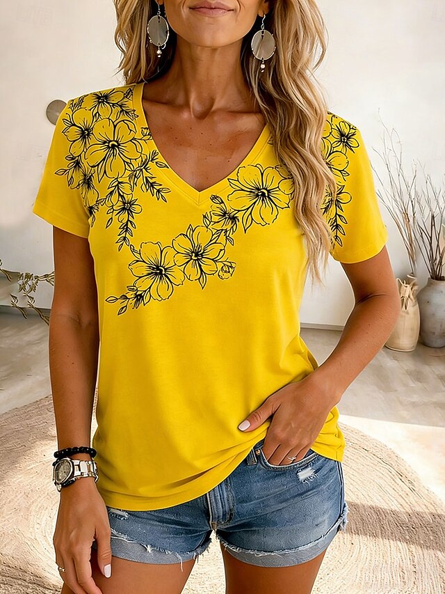 Women's T Shirt Print Floral Graphic Plants Bohemia Vintage