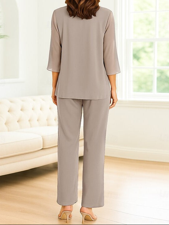 Elegant Pantsuit the Piece Bride Simple 3 Dress of Mother