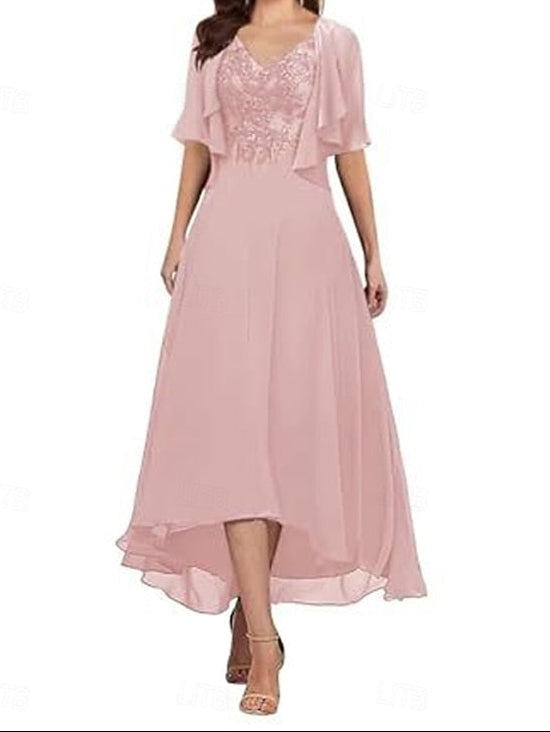 the Elegant Neck Mother A-Line of Bride V Dress Simple