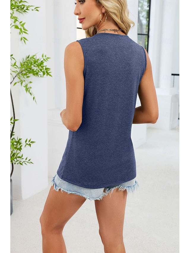 Women's Tank Top Plain Cozy Sleeveless V Neck Long Tops